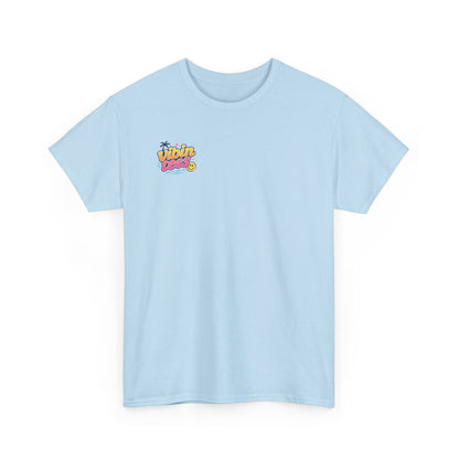 Vibin Tees Palm Sunset T‑Shirt — Retro Surf Logo Chest & Back Graphic Tee