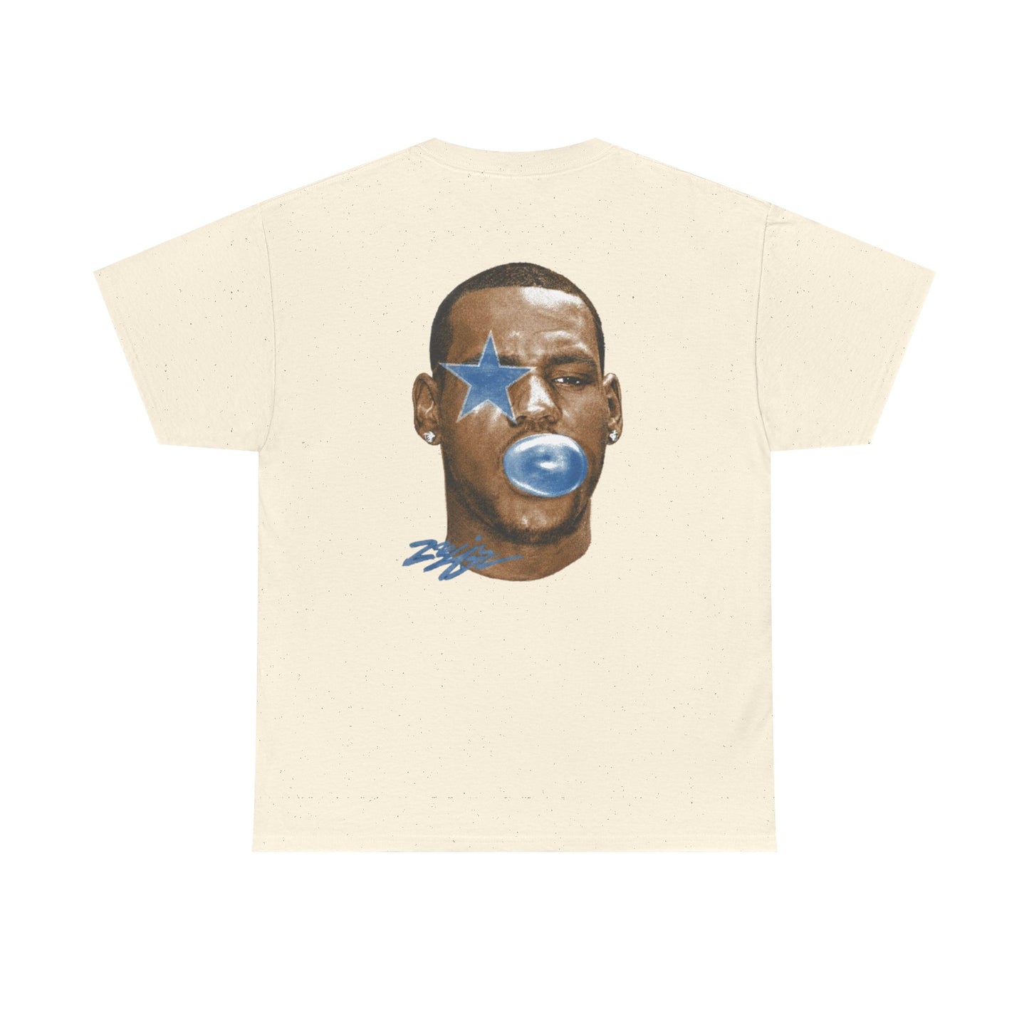 Graphic Tee — Blue Star Face Bubble Design