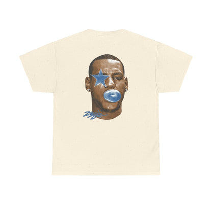Graphic Tee — Blue Star Face Bubble Design