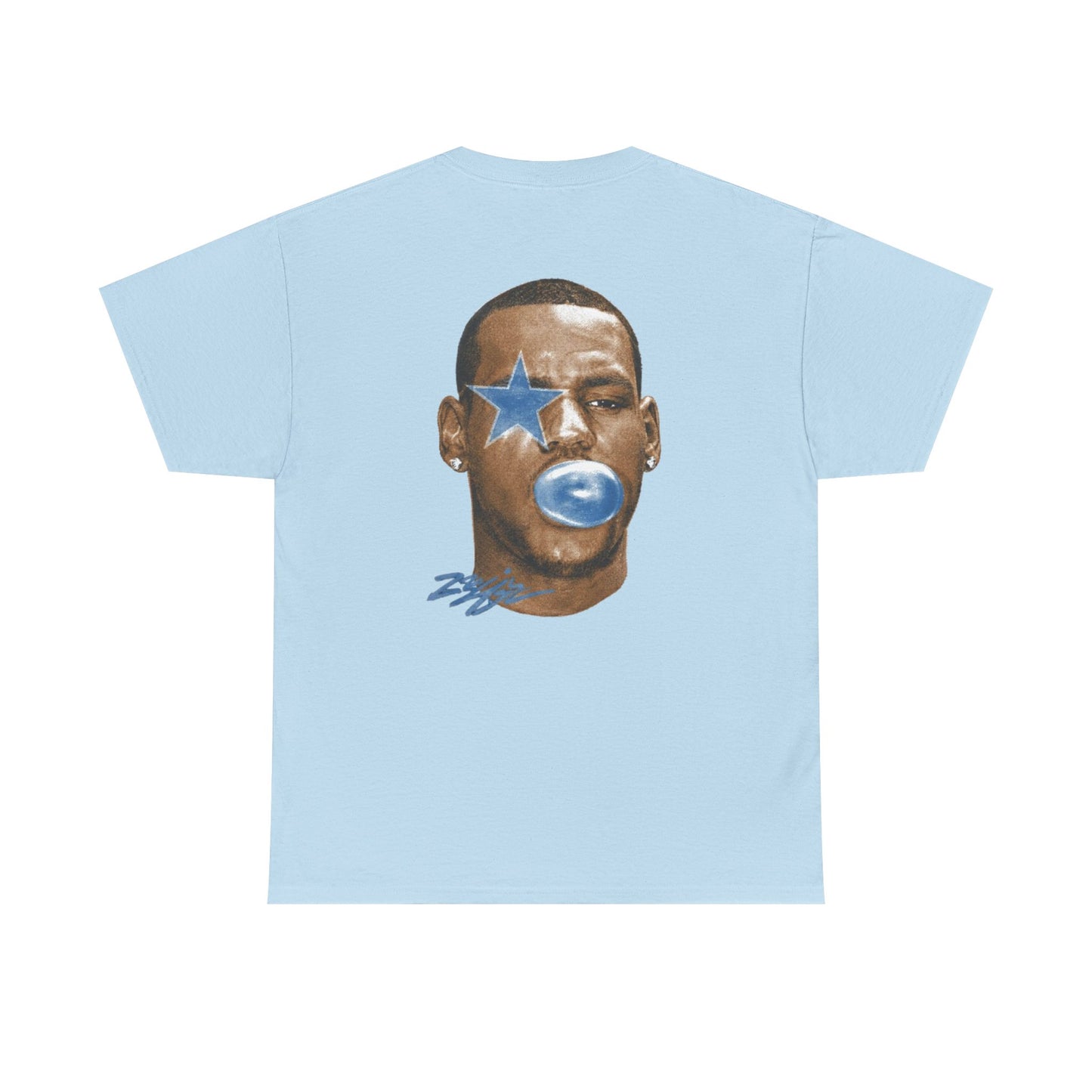 Graphic Tee — Blue Star Face Bubble Design