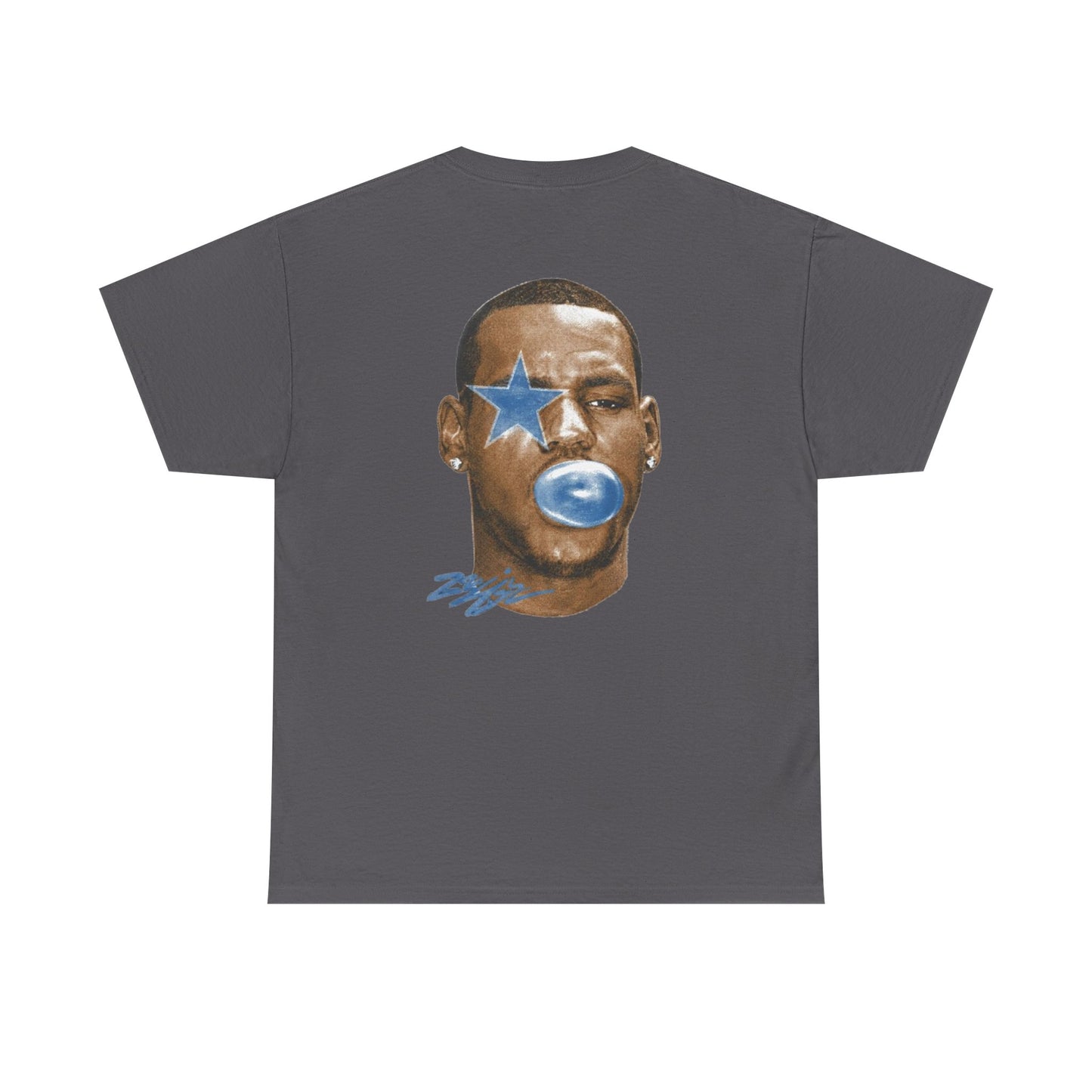 Graphic Tee — Blue Star Face Bubble Design