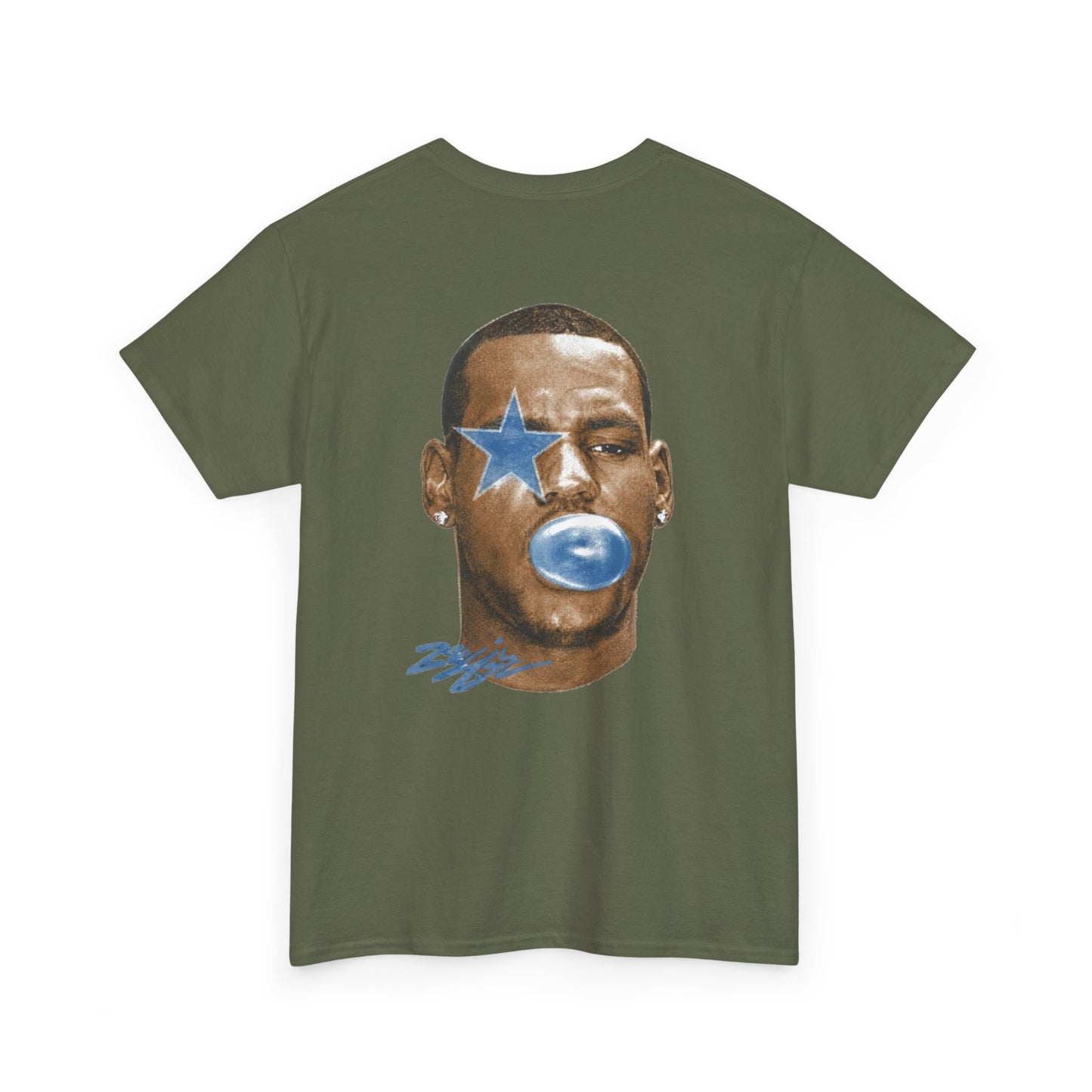 Graphic Tee — Blue Star Face Bubble Design