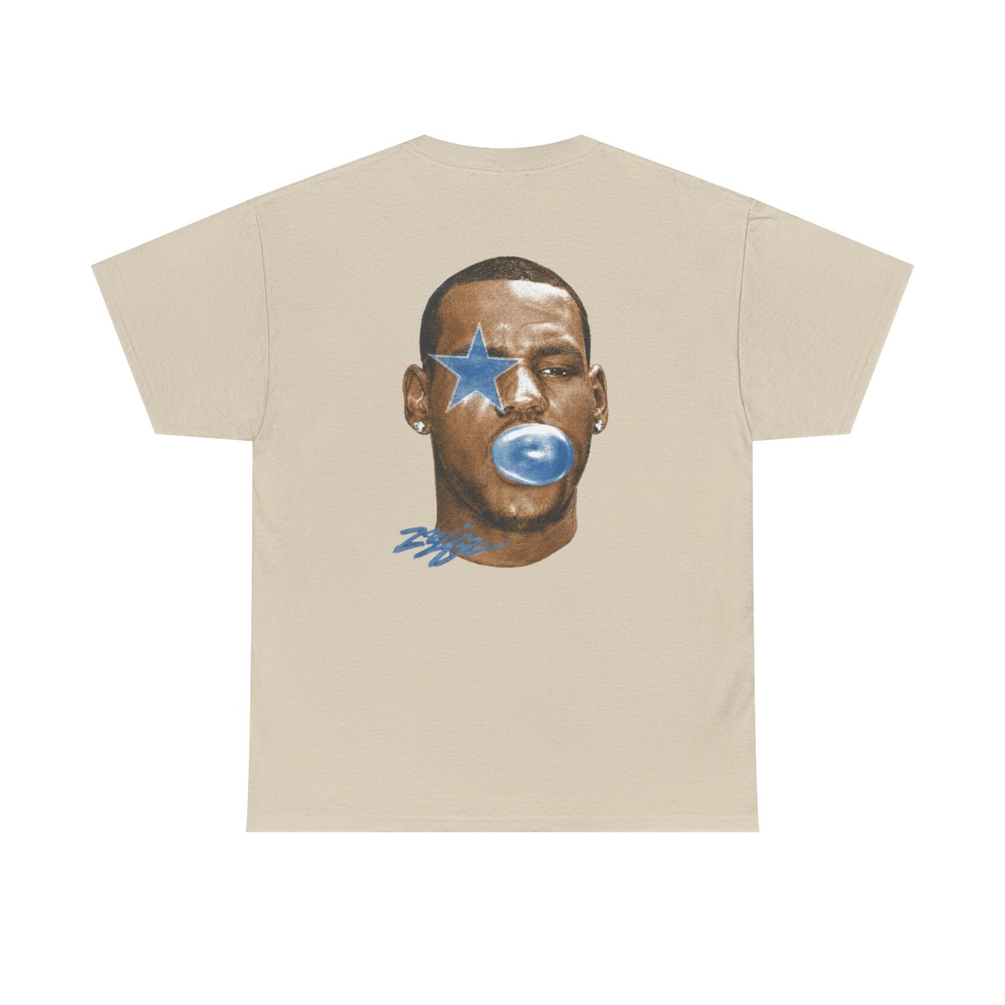 Graphic Tee — Blue Star Face Bubble Design
