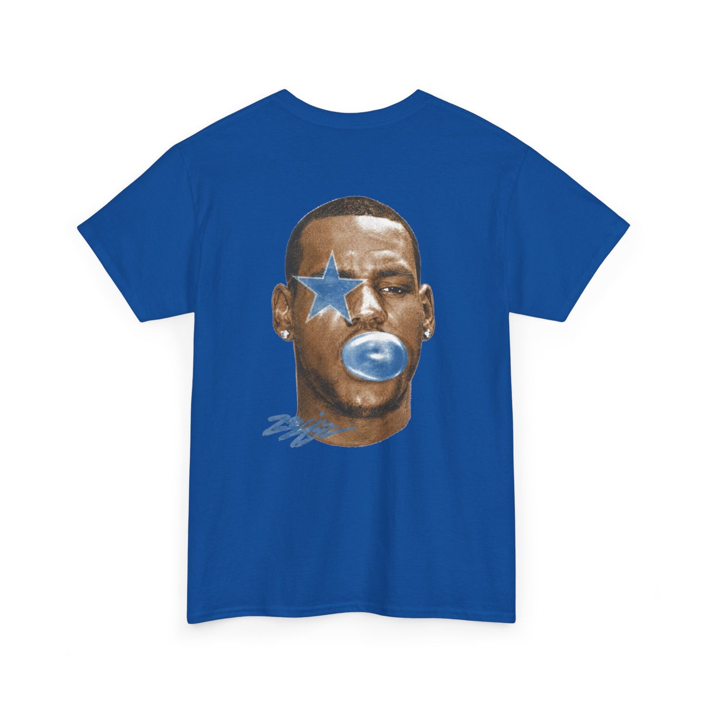 Graphic Tee — Blue Star Face Bubble Design