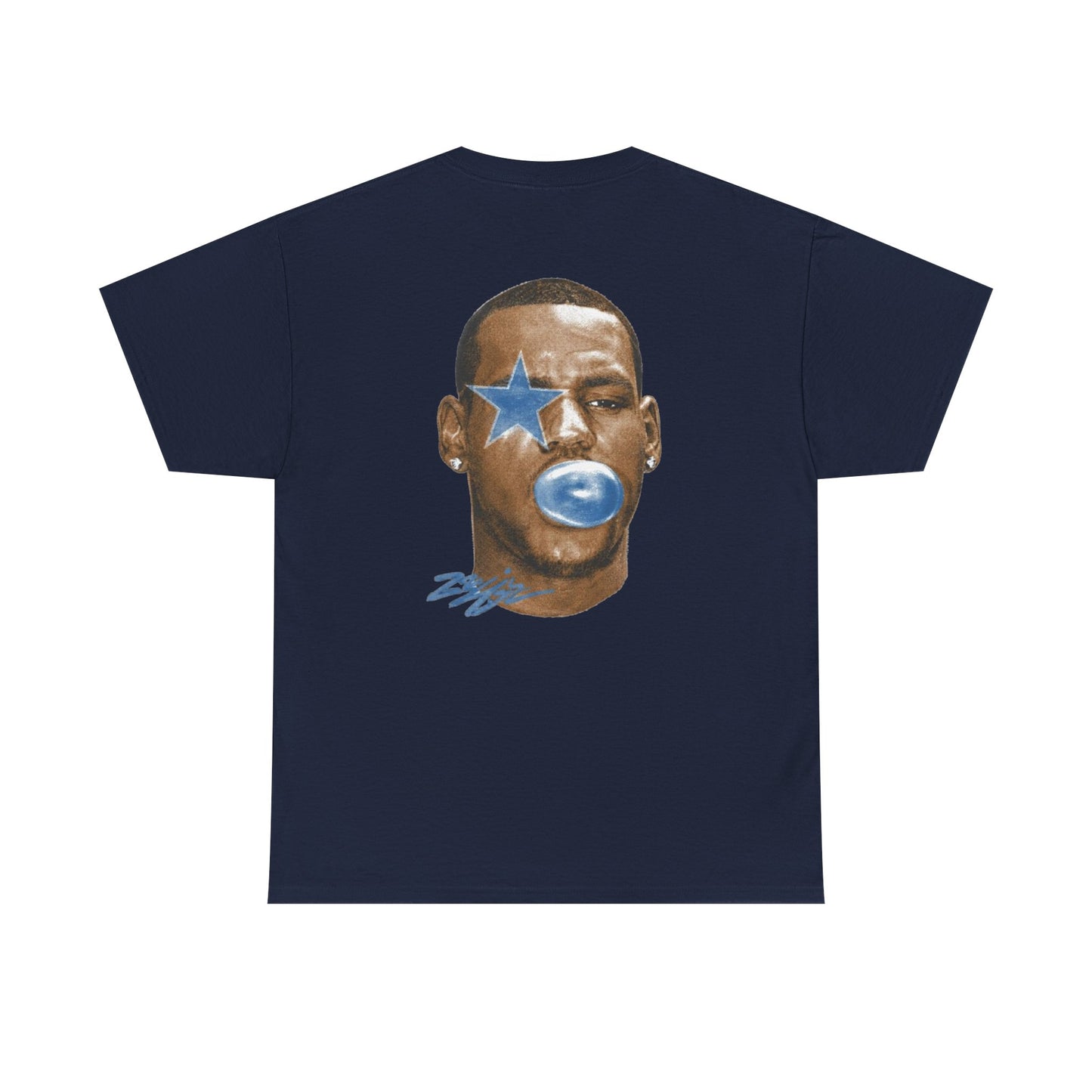 Graphic Tee — Blue Star Face Bubble Design