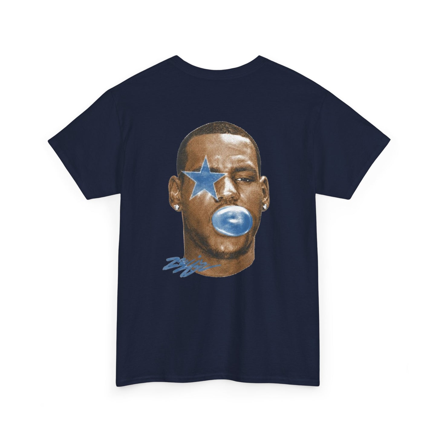 Graphic Tee — Blue Star Face Bubble Design