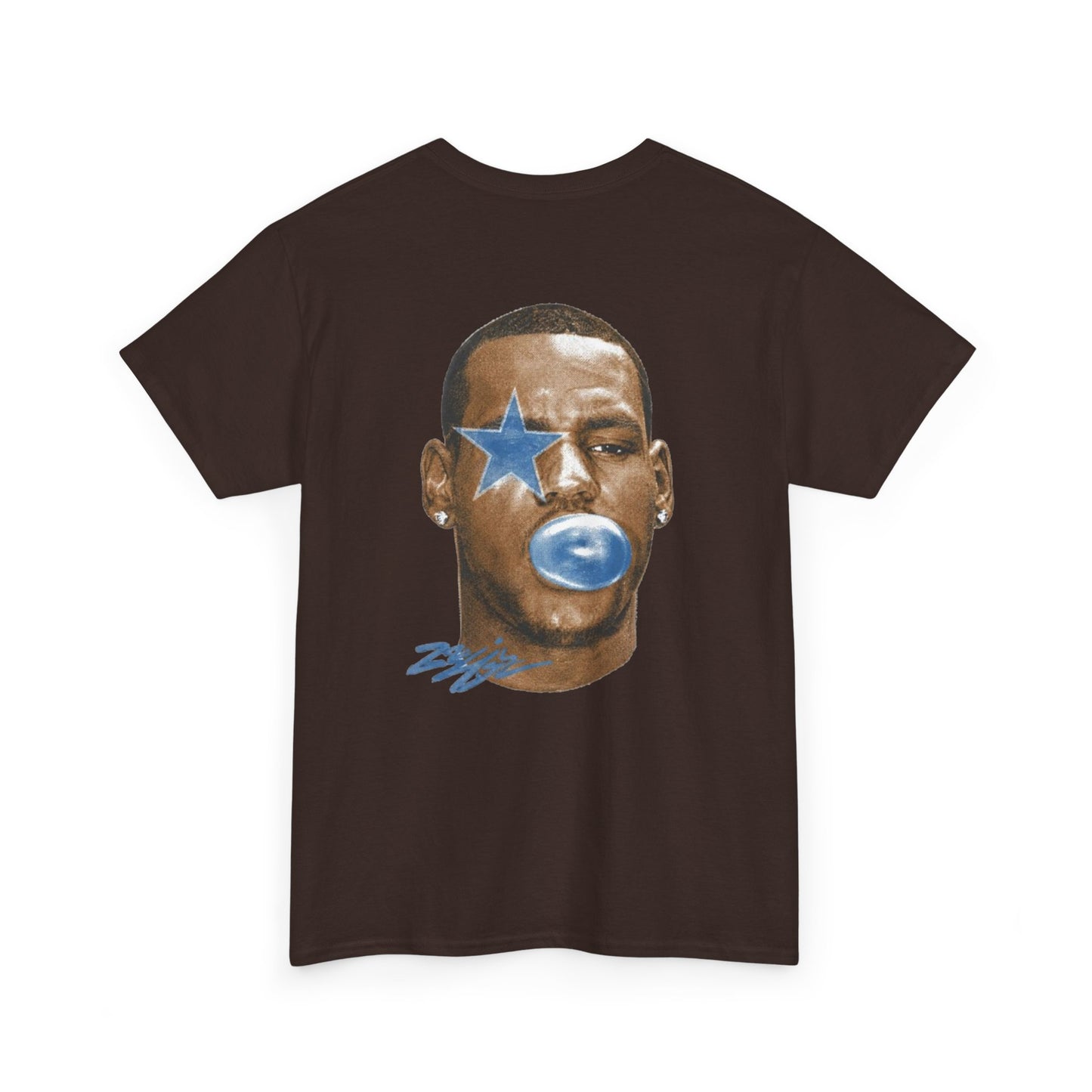 Graphic Tee — Blue Star Face Bubble Design