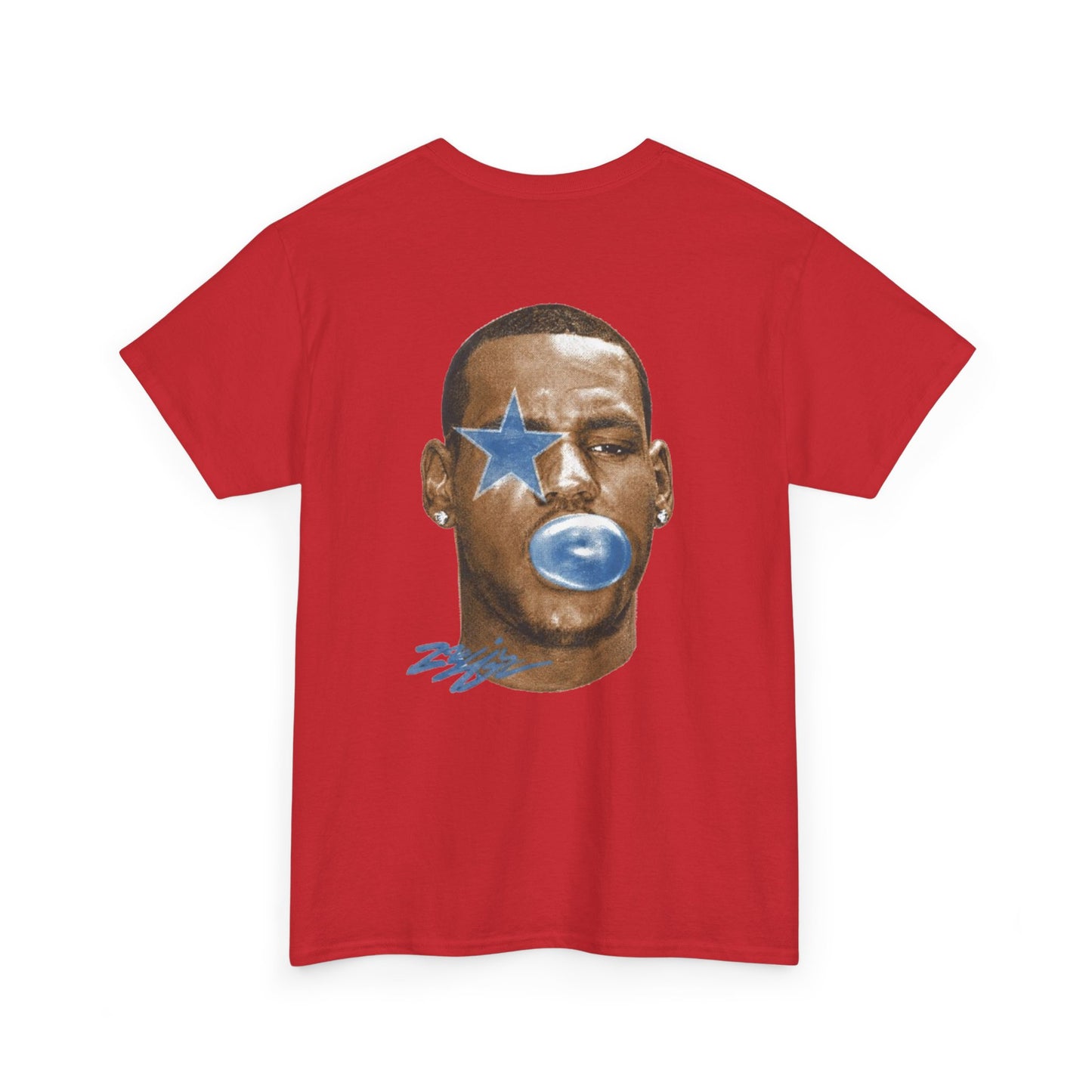 Graphic Tee — Blue Star Face Bubble Design