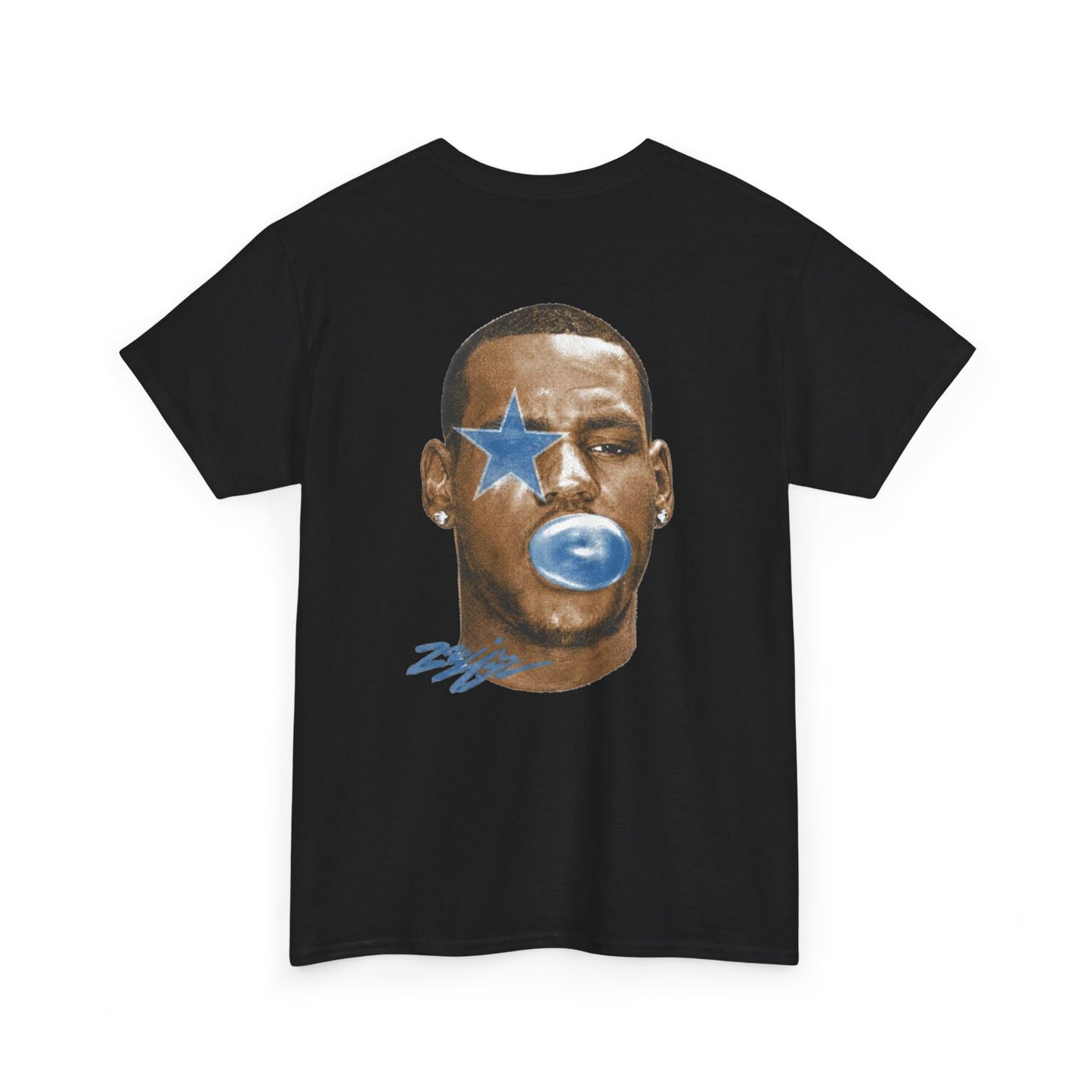 Graphic Tee — Blue Star Face Bubble Design