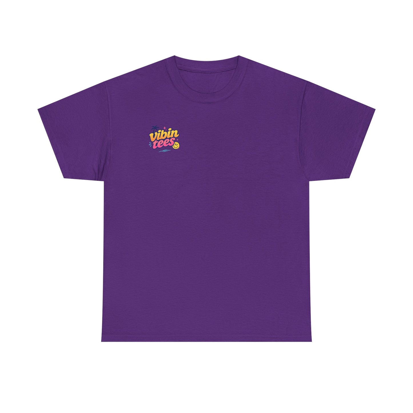Vibin Tees Palm Sunset T‑Shirt — Retro Surf Logo Chest & Back Graphic Tee