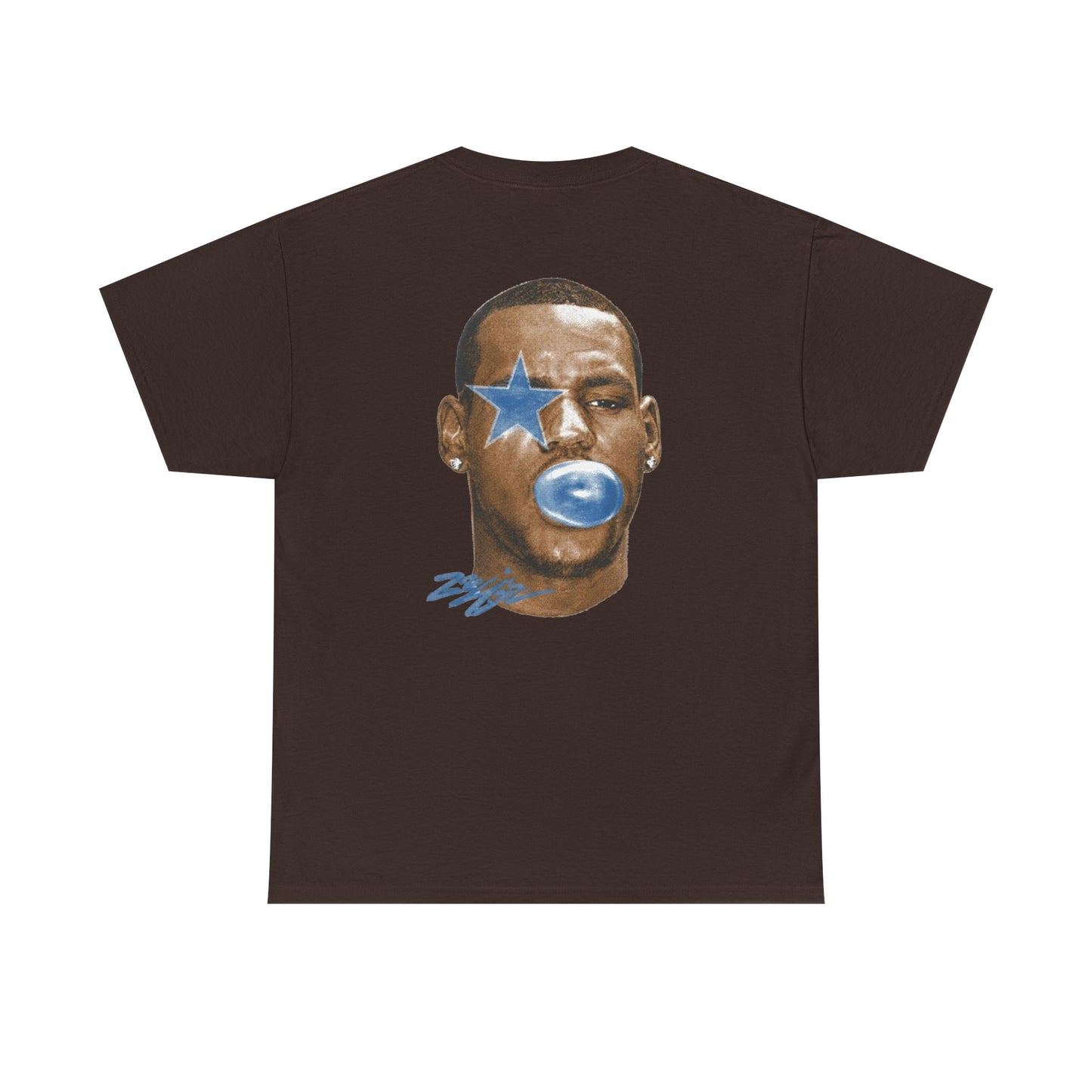 Graphic Tee — Blue Star Face Bubble Design