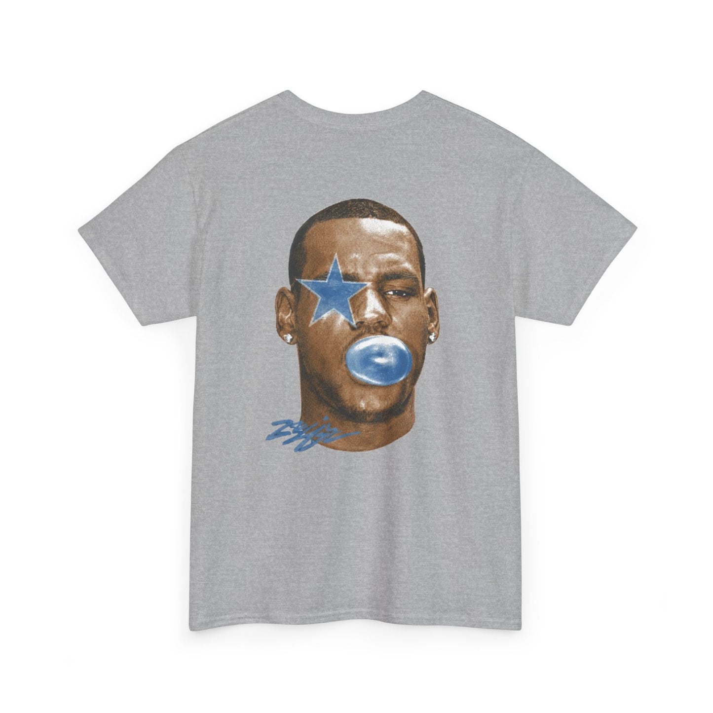 Graphic Tee — Blue Star Face Bubble Design