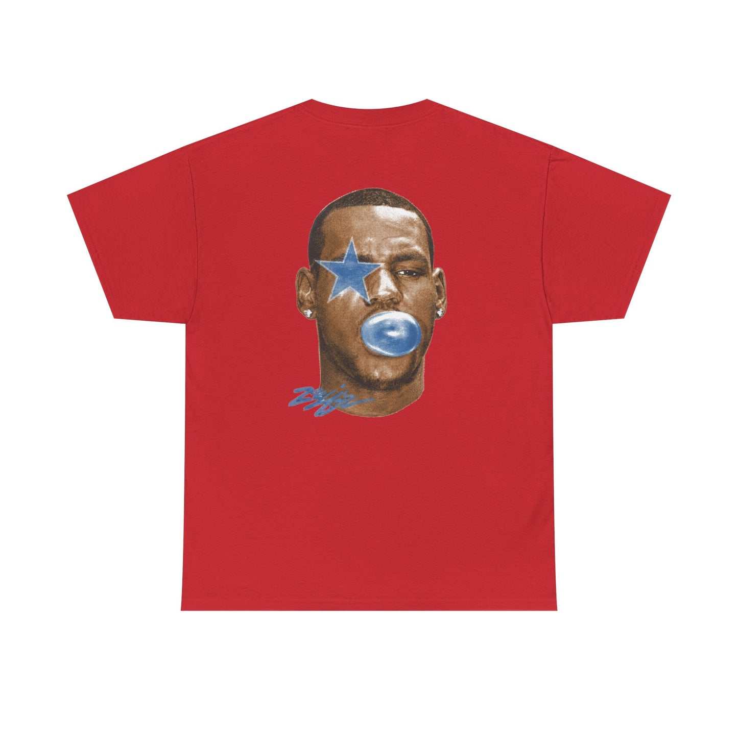 Graphic Tee — Blue Star Face Bubble Design