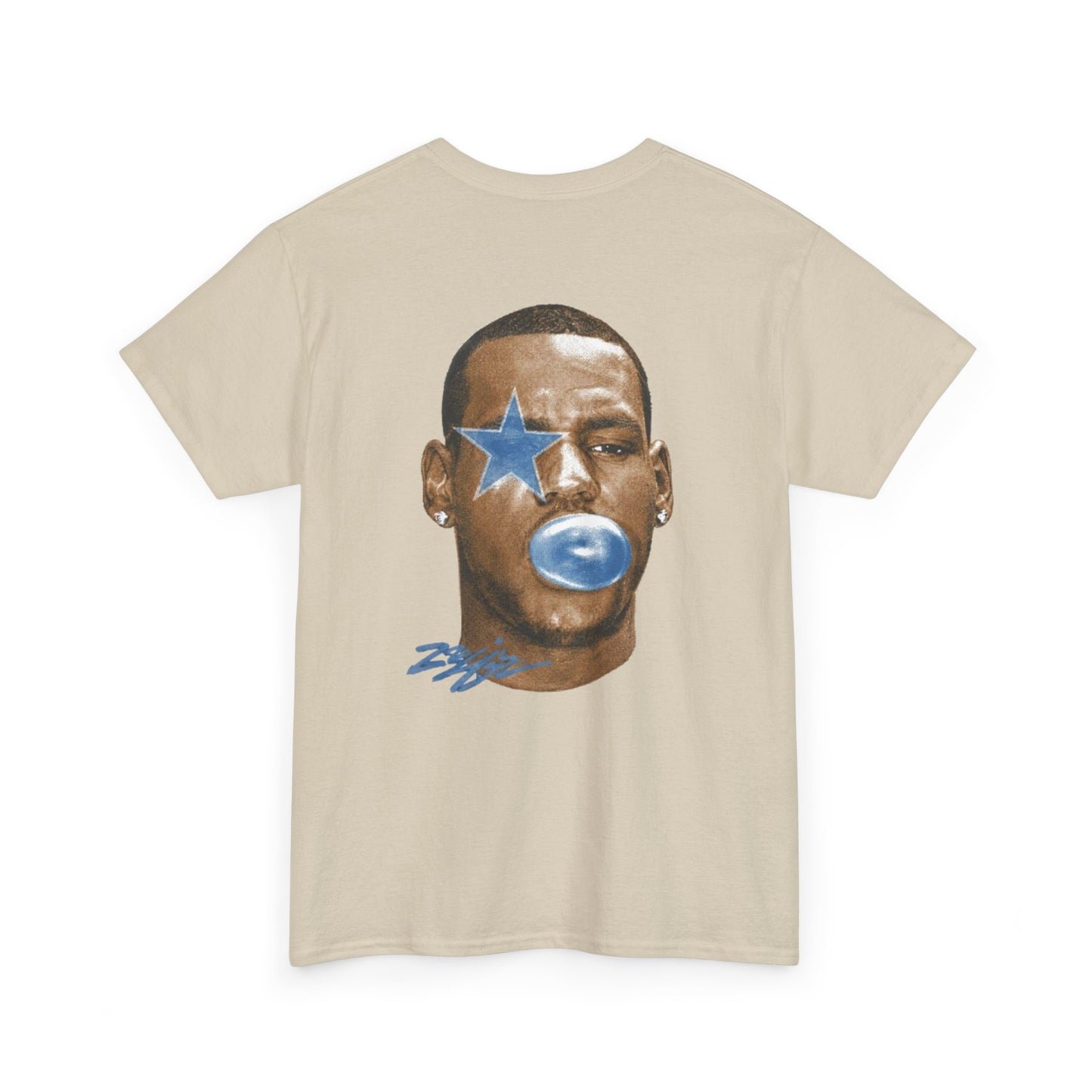 Graphic Tee — Blue Star Face Bubble Design
