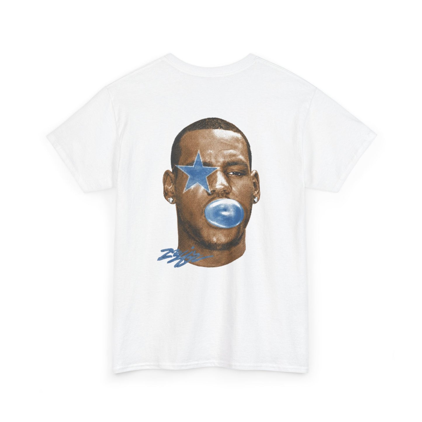 Graphic Tee — Blue Star Face Bubble Design