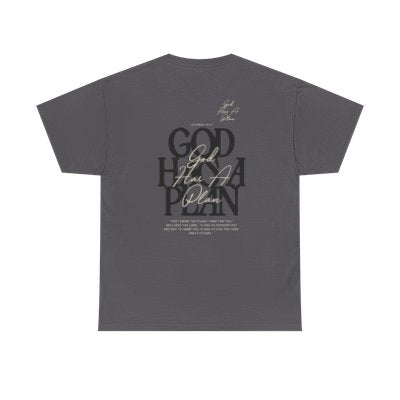 God Has a Plan Graphic Tee — Inspirational Faith T-Shirt with Minimal Front Logo