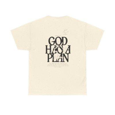 God Has a Plan Graphic Tee — Inspirational Faith T-Shirt with Minimal Front Logo