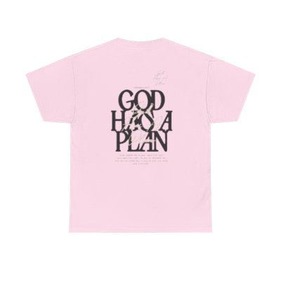 God Has a Plan Graphic Tee — Inspirational Faith T-Shirt with Minimal Front Logo