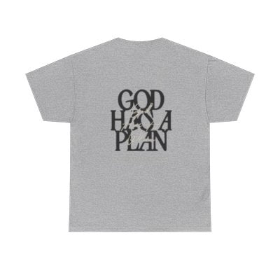 God Has a Plan Graphic Tee — Inspirational Faith T-Shirt with Minimal Front Logo