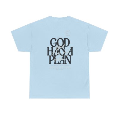 God Has a Plan Graphic Tee — Inspirational Faith T-Shirt with Minimal Front Logo